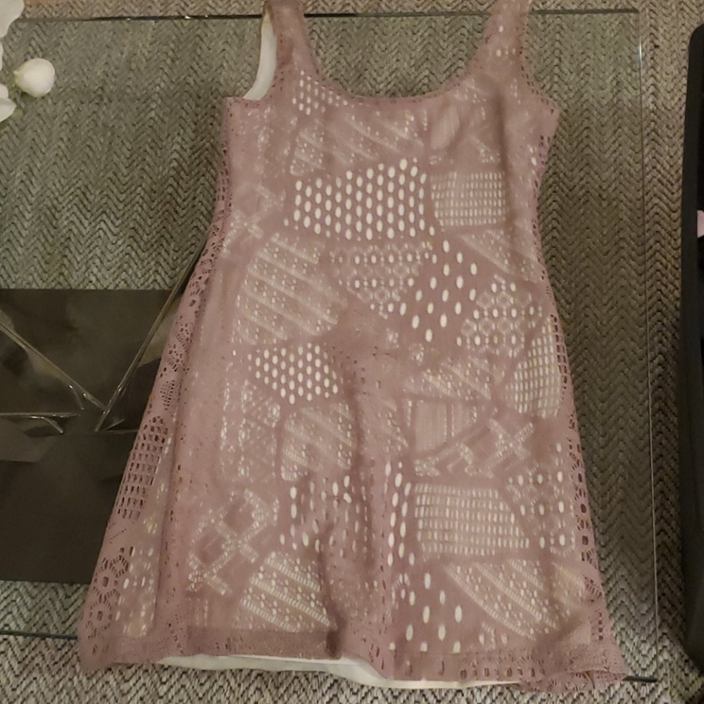 Velvet Torch Tan Layered Mini Dress Sz S